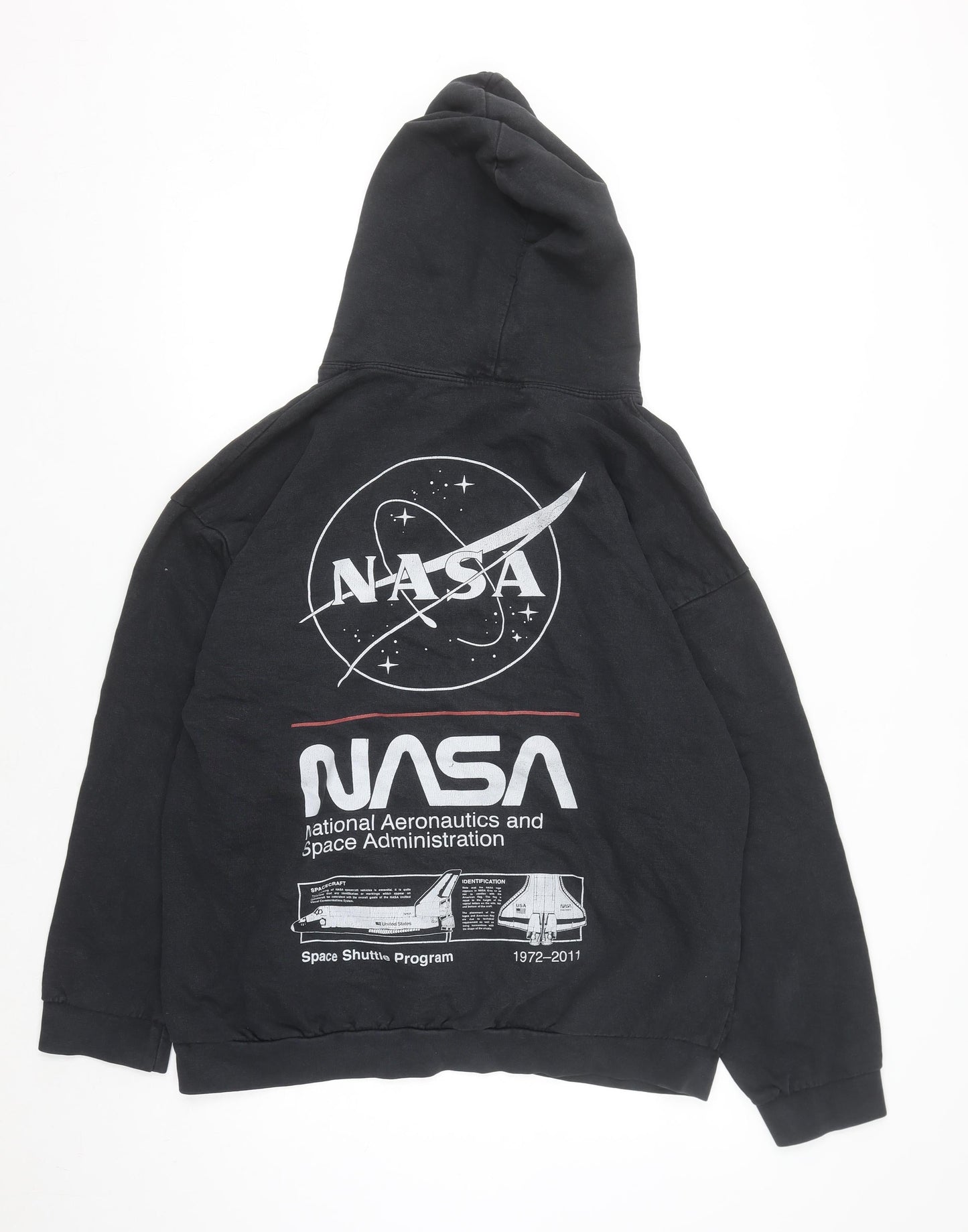 NASA Men's Black Pullover Hoodie Size L Regular Fit Graphic Print