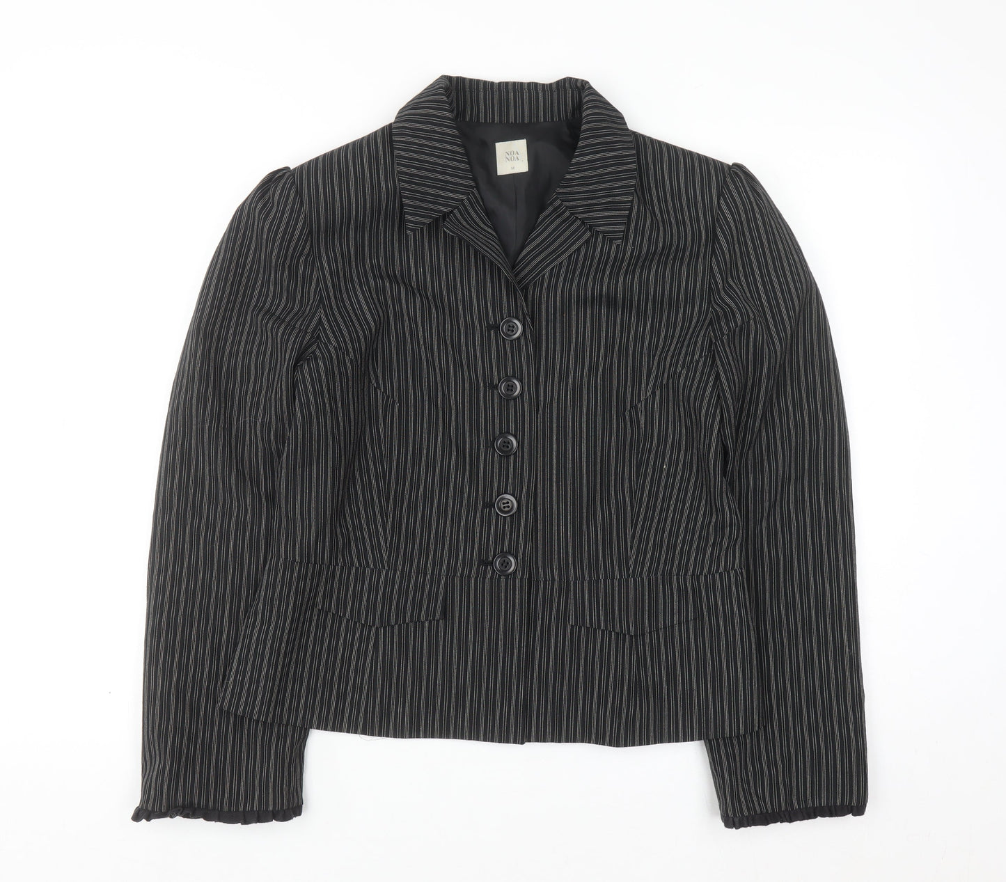 Noa Noa Women's Black Pinstripe Tailored Blazer Jacket Size M