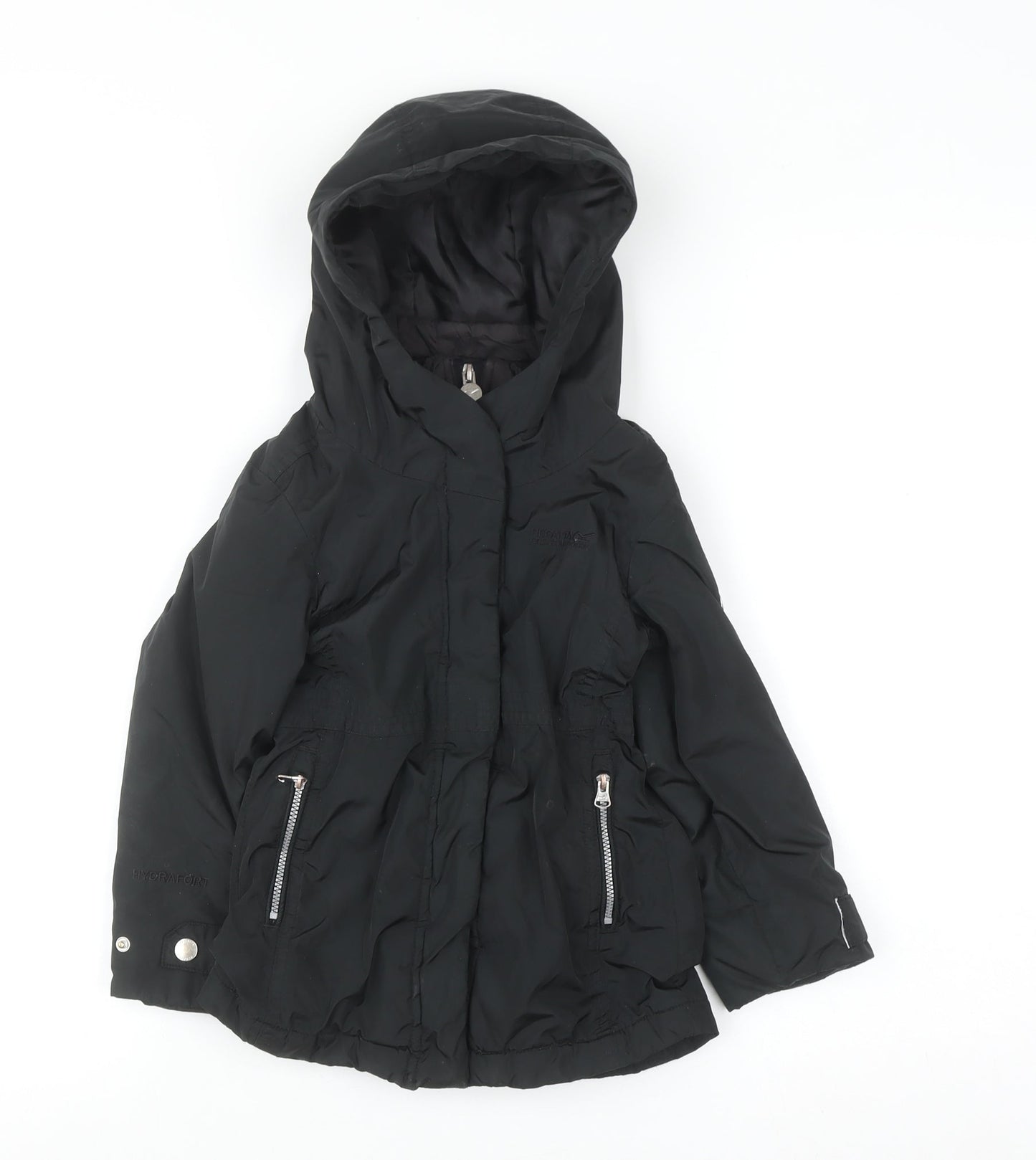 Regatta Girls Black 3-4 Years Hooded Parka Coat Water Resistant Jacket