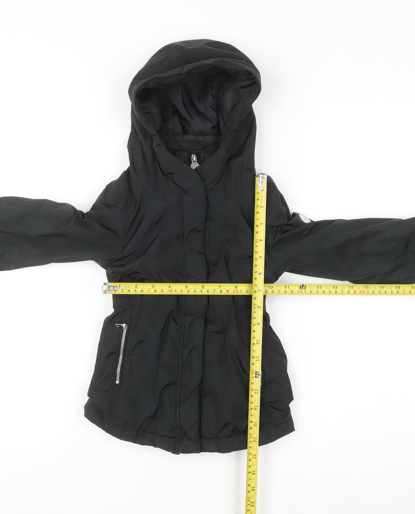 Regatta Girls Black 3-4 Years Hooded Parka Coat Water Resistant Jacket