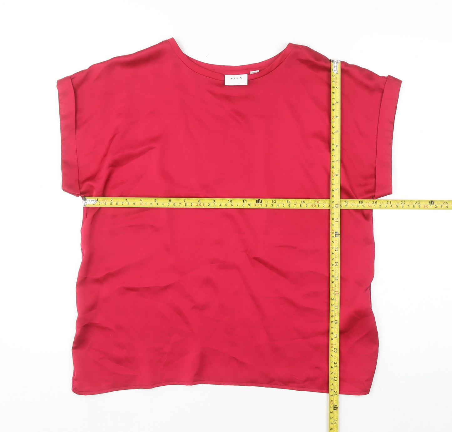 Vila Women's Red Short Sleeve Blouse Size 12
