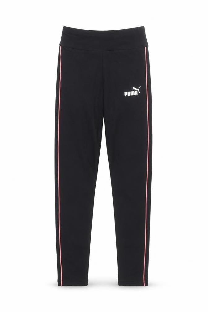 Front view of Puma girls’ black ankle sports leggings 11-12 years stretch cotton