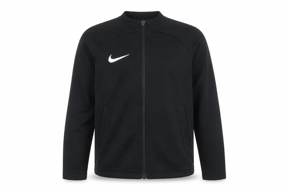 Front view of Nike boys’ black xs full zip dri-fit sports sweatshirt jacket