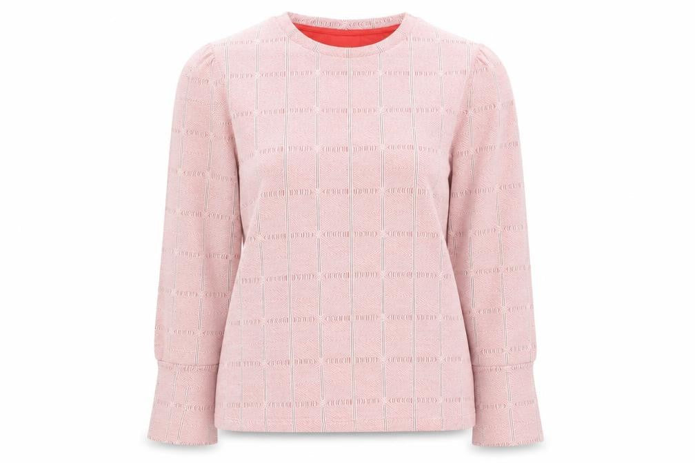 Savida Women's Pink Geometric Long Sleeve Blouse Size 12