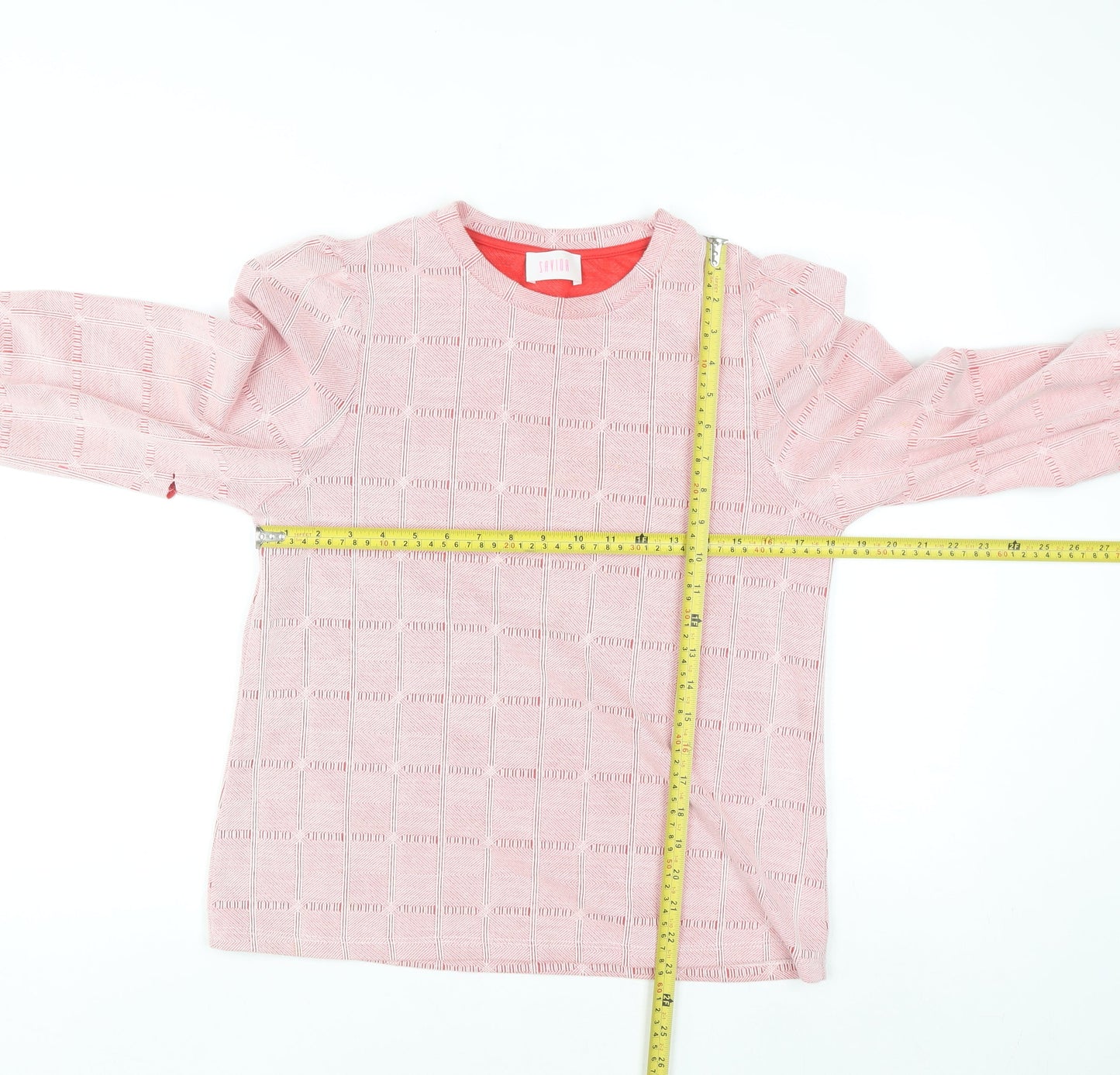 Savida Women's Pink Geometric Long Sleeve Blouse Size 12