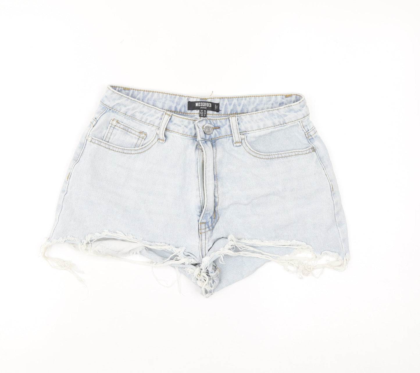 Missguided Petite Women’s Blue Cut-Off Denim Shorts Size 10