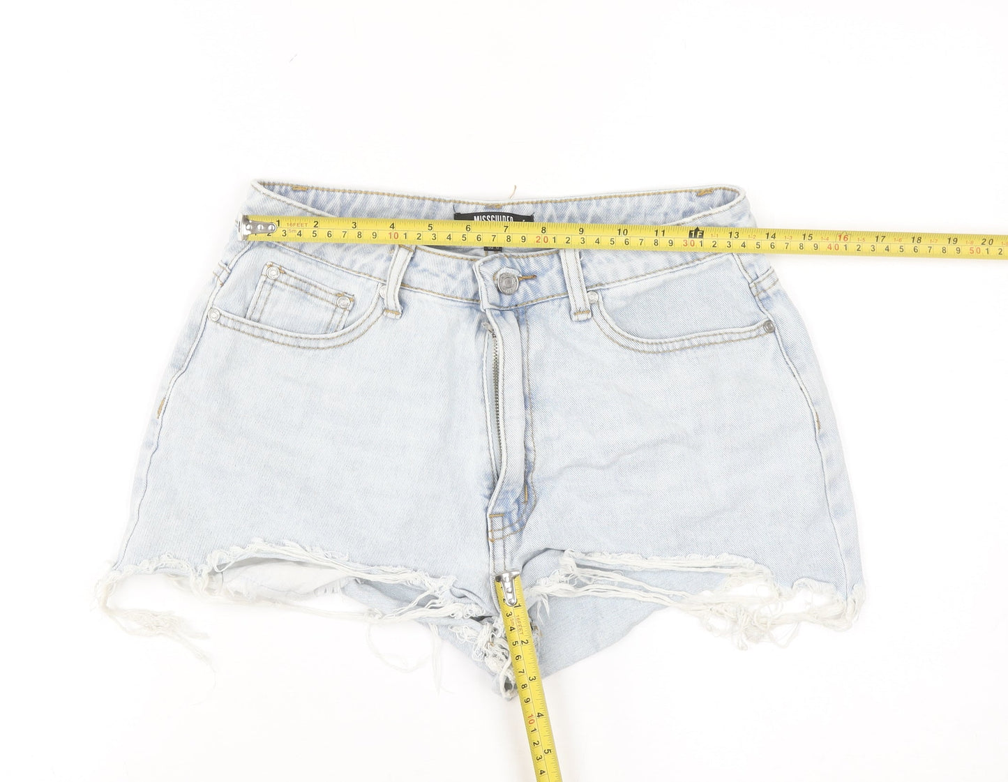 Missguided Petite Women’s Blue Cut-Off Denim Shorts Size 10