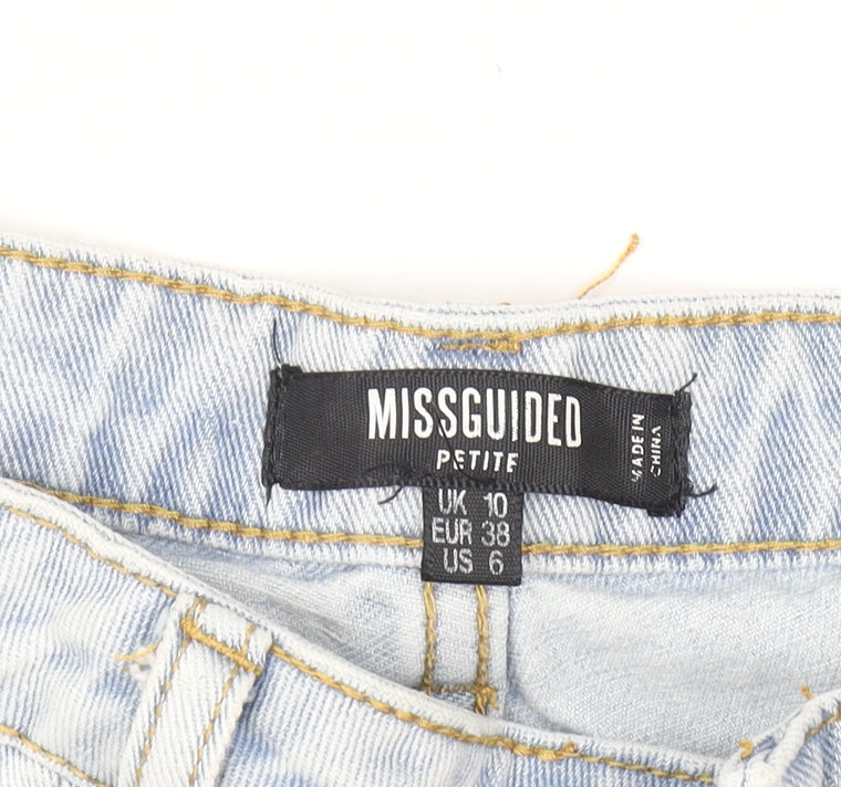 Missguided Petite Women’s Blue Cut-Off Denim Shorts Size 10