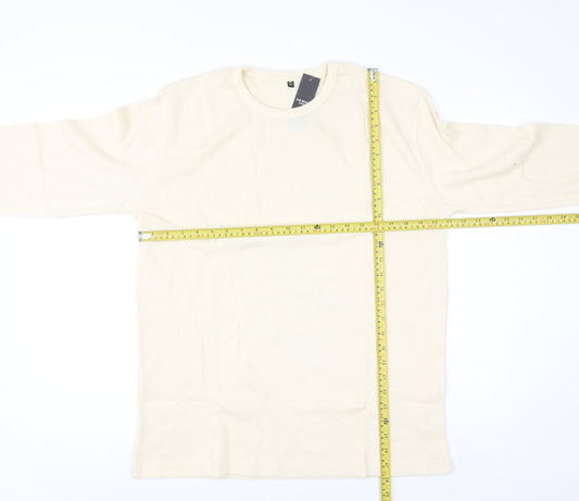 One Brand Apparel Men's Beige XL Waffle-Knit Pullover Jumper