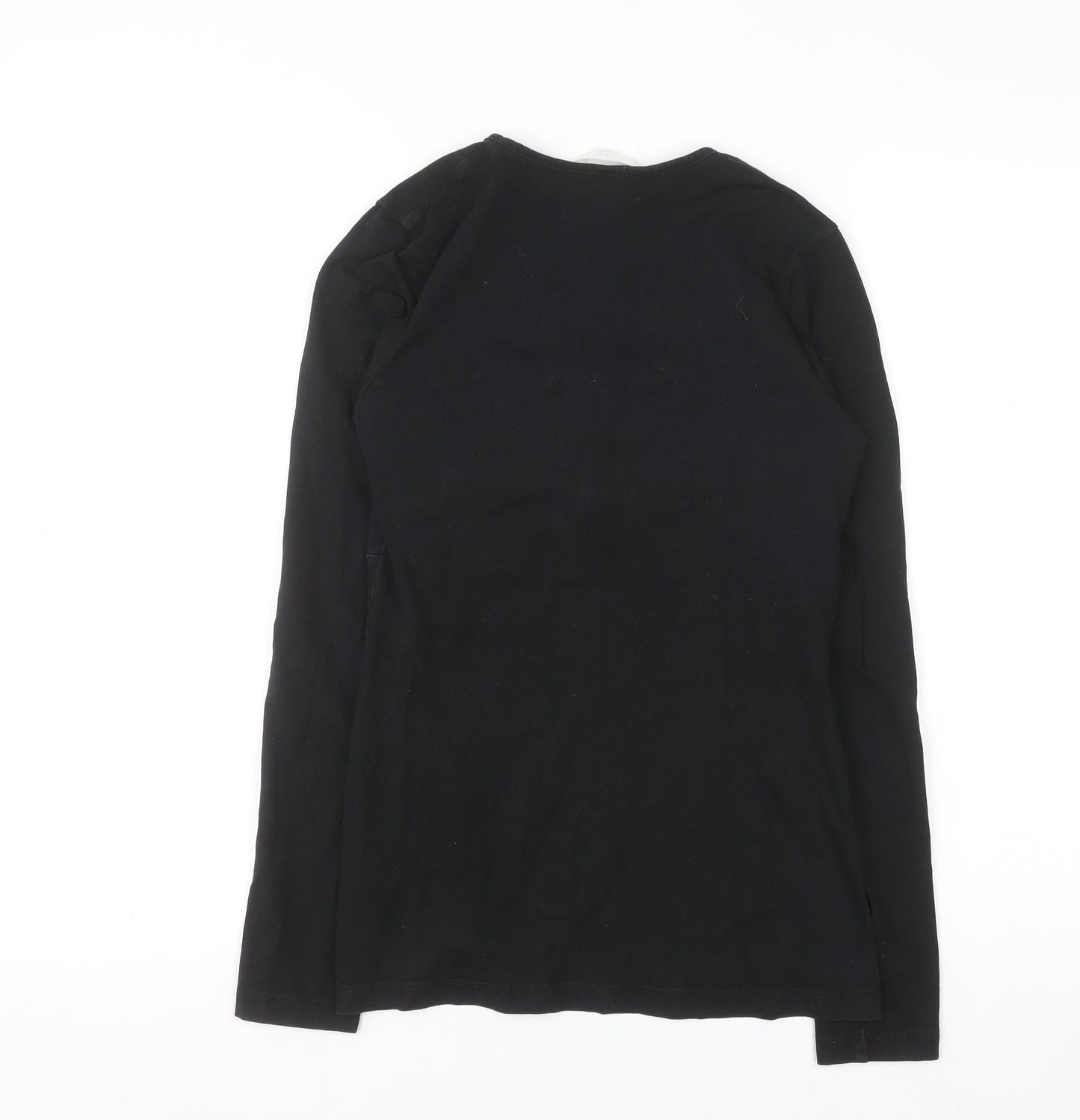 H&M Women's Black Jersey Wrap Blouse Size 10 Long Sleeve