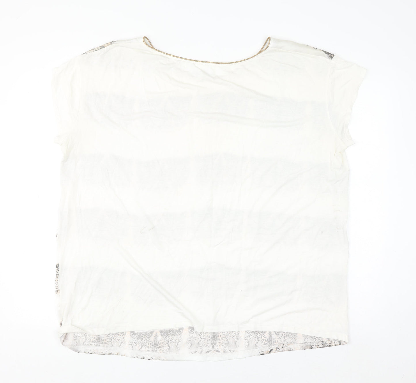 Wallis Womens White Animal Print Short Sleeve Blouse Size L