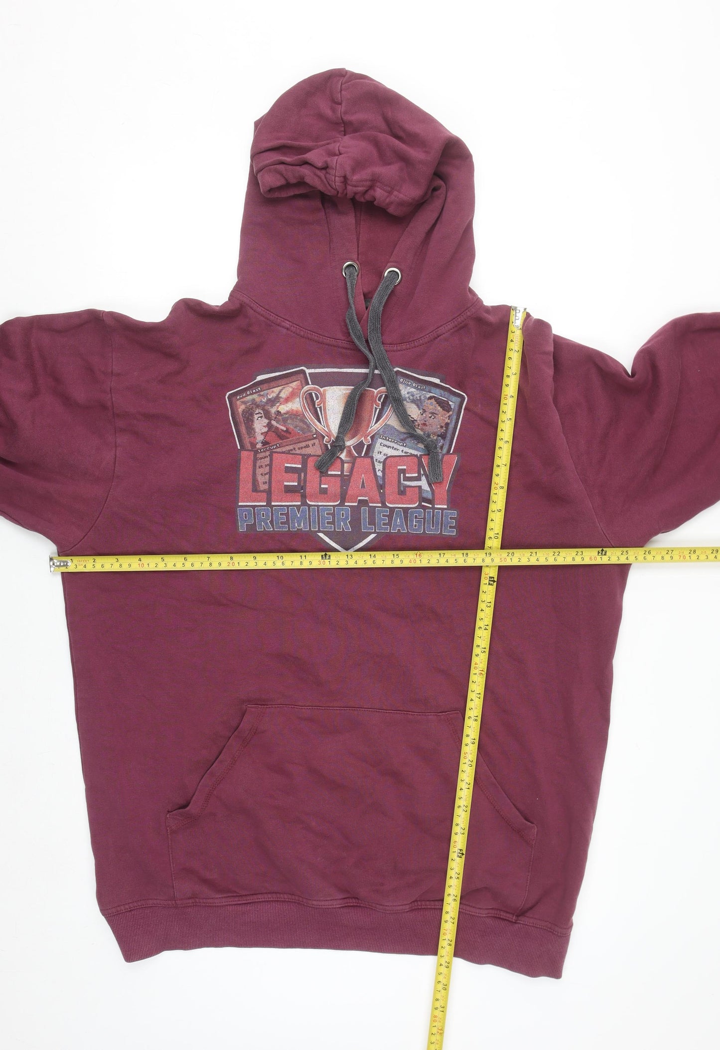 Premium Men Red 2XL Pullover Hoodie Graphic Print Fleece
