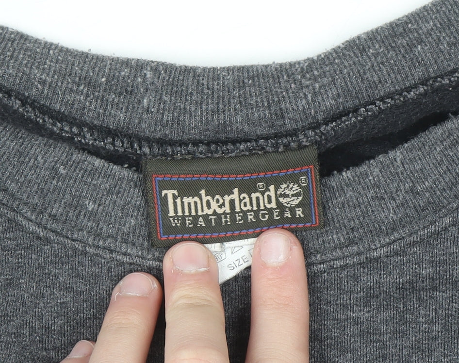 Timberland Mens Grey Pullover Sweatshirt L Vintage Embroidered USA