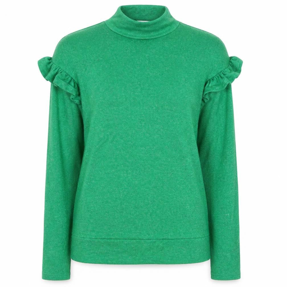 Savida Women's Green Mock Neck Ruffle Sleeve Pullover Jumper Size 12