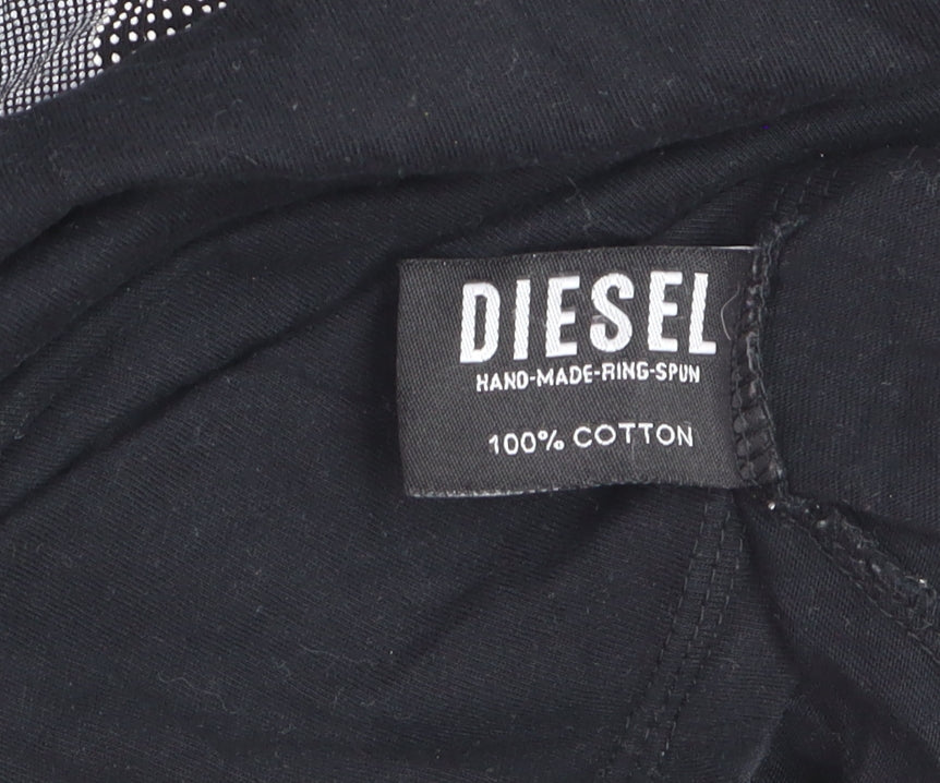 Diesel Men's Black XL Logo Colourblock Cotton Crew Neck T-Shirt