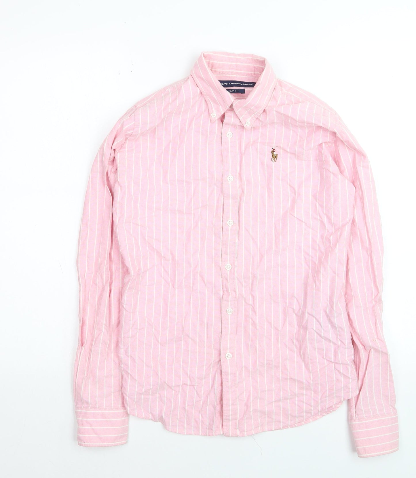 Ralph Lauren Women’s Pink Striped Slim Fit Button-Up Shirt Size 8