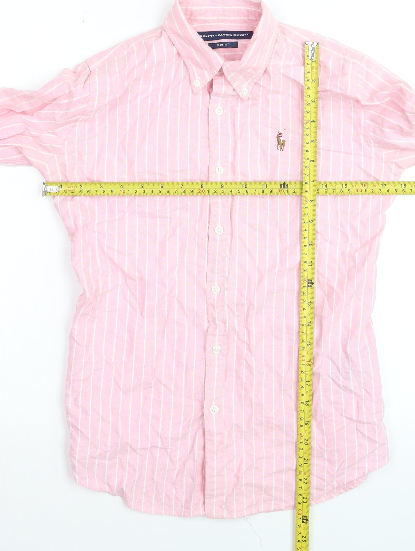 Ralph Lauren Women’s Pink Striped Slim Fit Button-Up Shirt Size 8