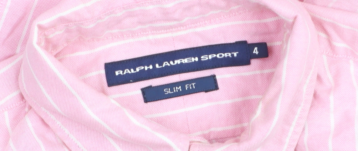 Ralph Lauren Women’s Pink Striped Slim Fit Button-Up Shirt Size 8