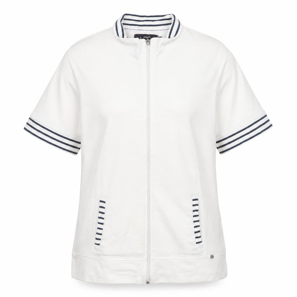 Paco Marine Women’s White Nautical Zip Polo XL Cotton Top