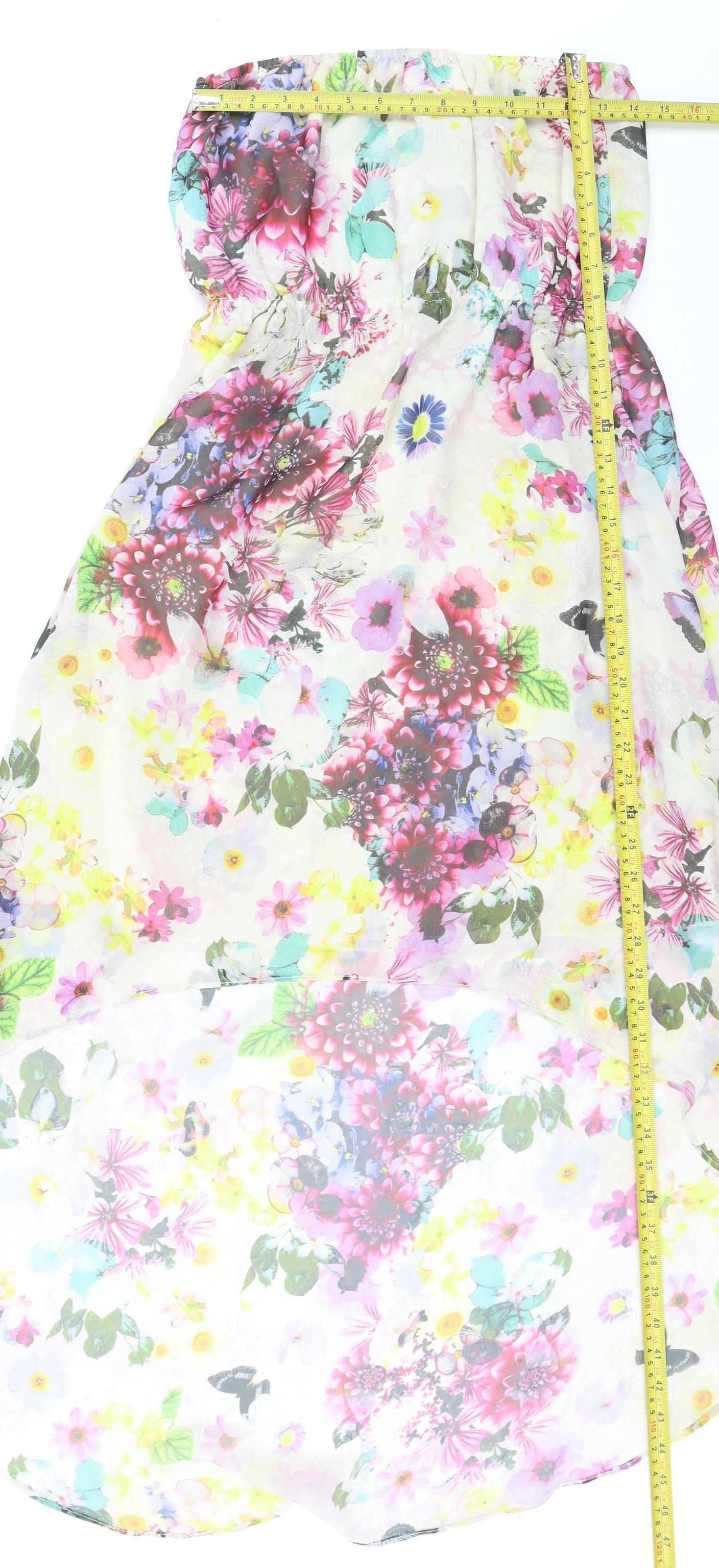 Accessorize Women Multicoloured Floral Strapless Midi Dress M