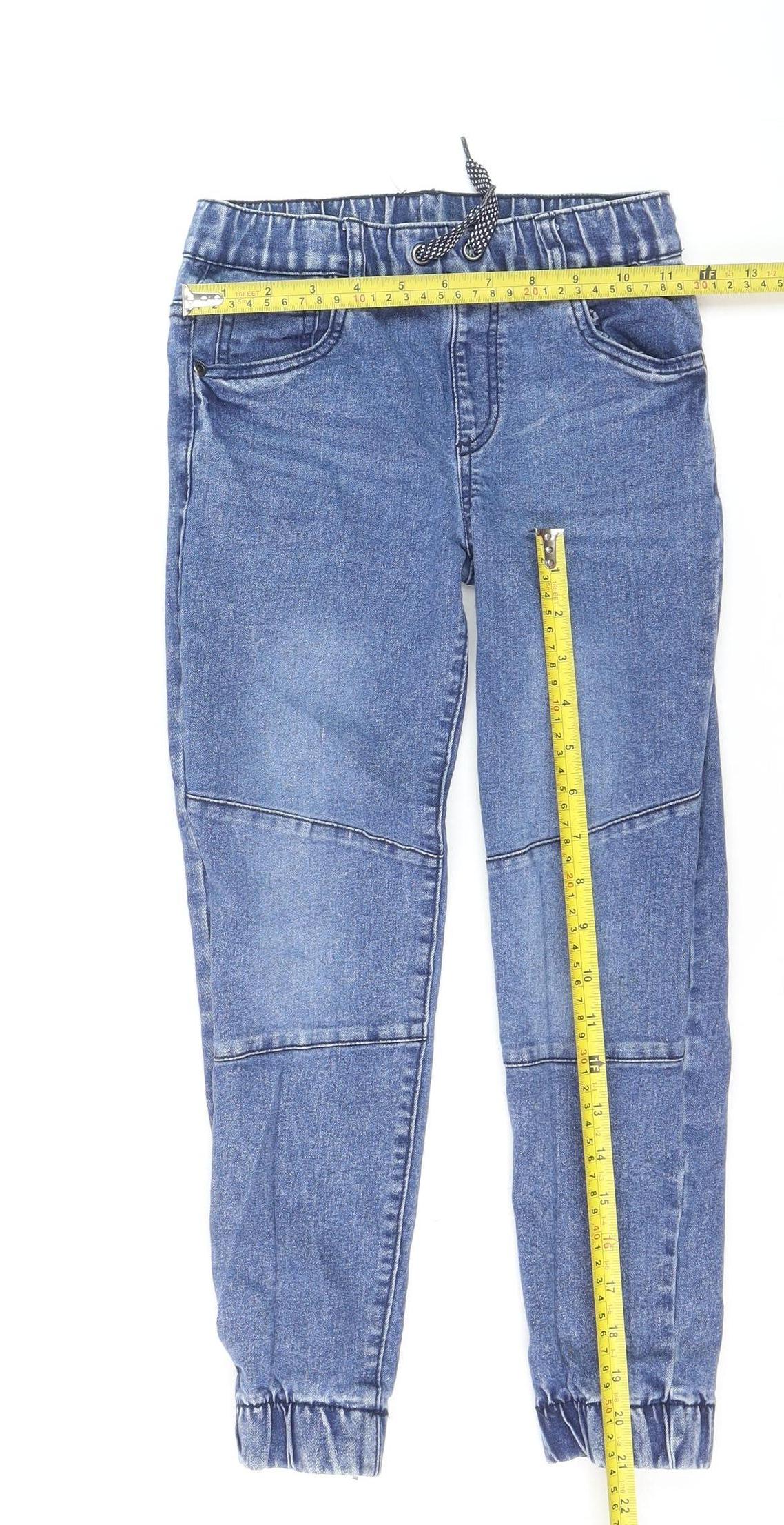 Little Kids Girls Blue Denim Jegging Jeans 8-9 Years Elastic Waist Drawstring