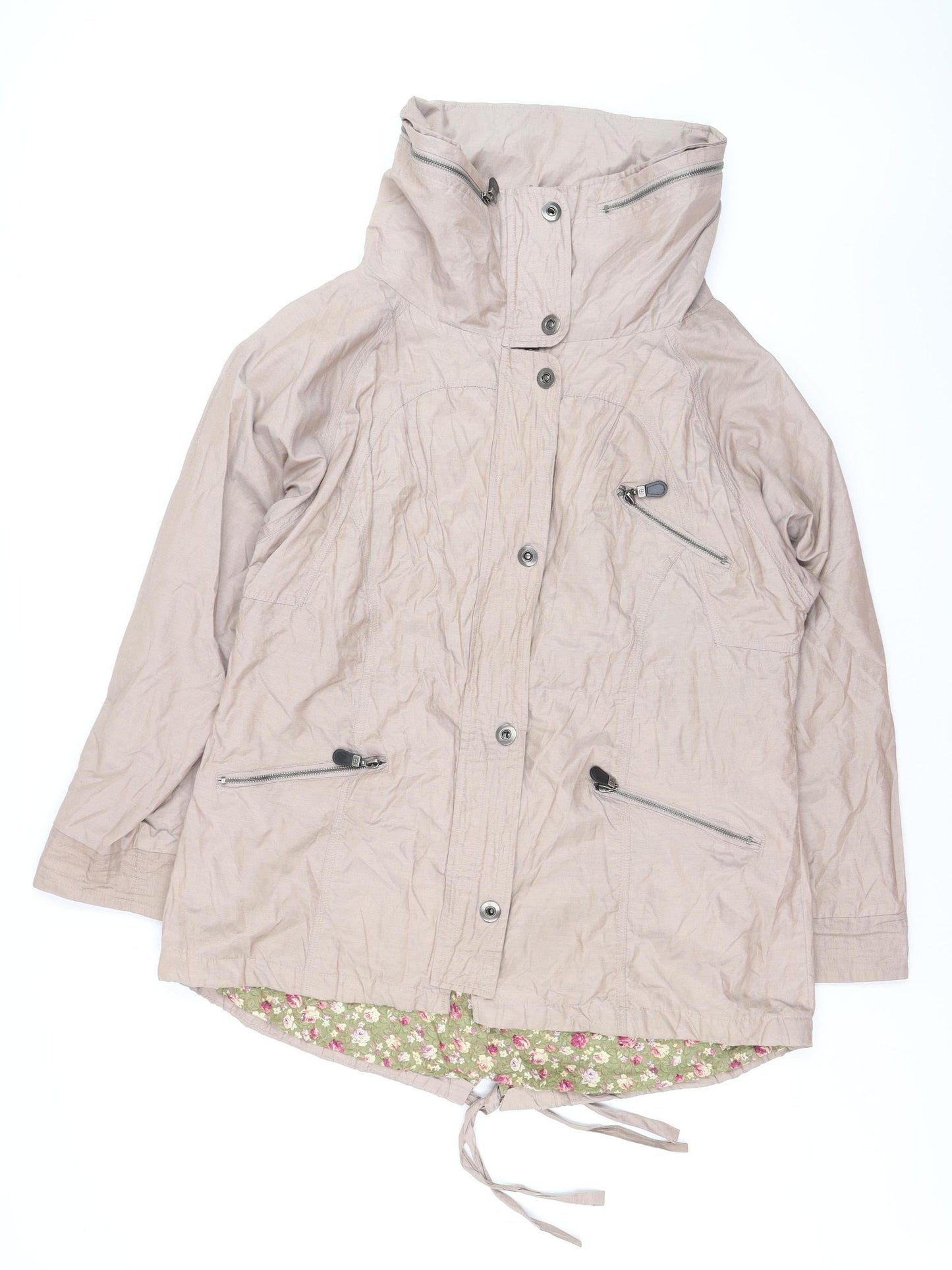 Savida Women's Beige Hooded Parka Jacket Size 18 Lined Lightweight