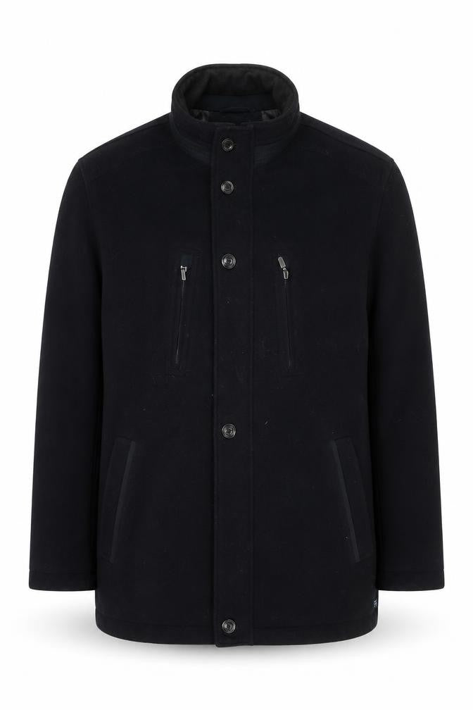 Jupiter Men's Black Mid-Length Polyester Overcoat Size 54 (44in)