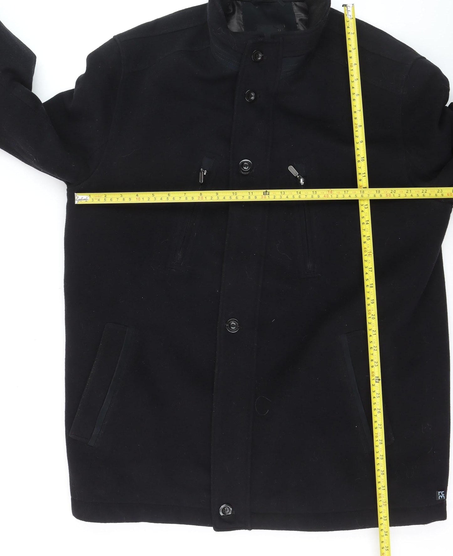 Jupiter Men's Black Mid-Length Polyester Overcoat Size 54 (44in)