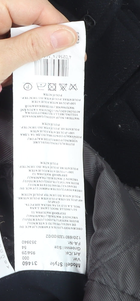 Jupiter Men's Black Mid-Length Polyester Overcoat Size 54 (44in)