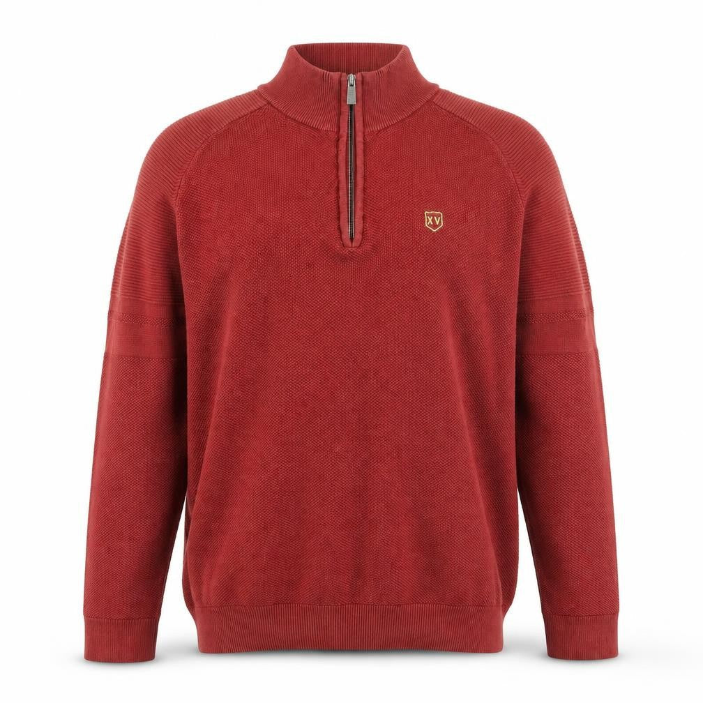XV Kings Men's Red Cotton 1/2 Zip Knit Sweatshirt M