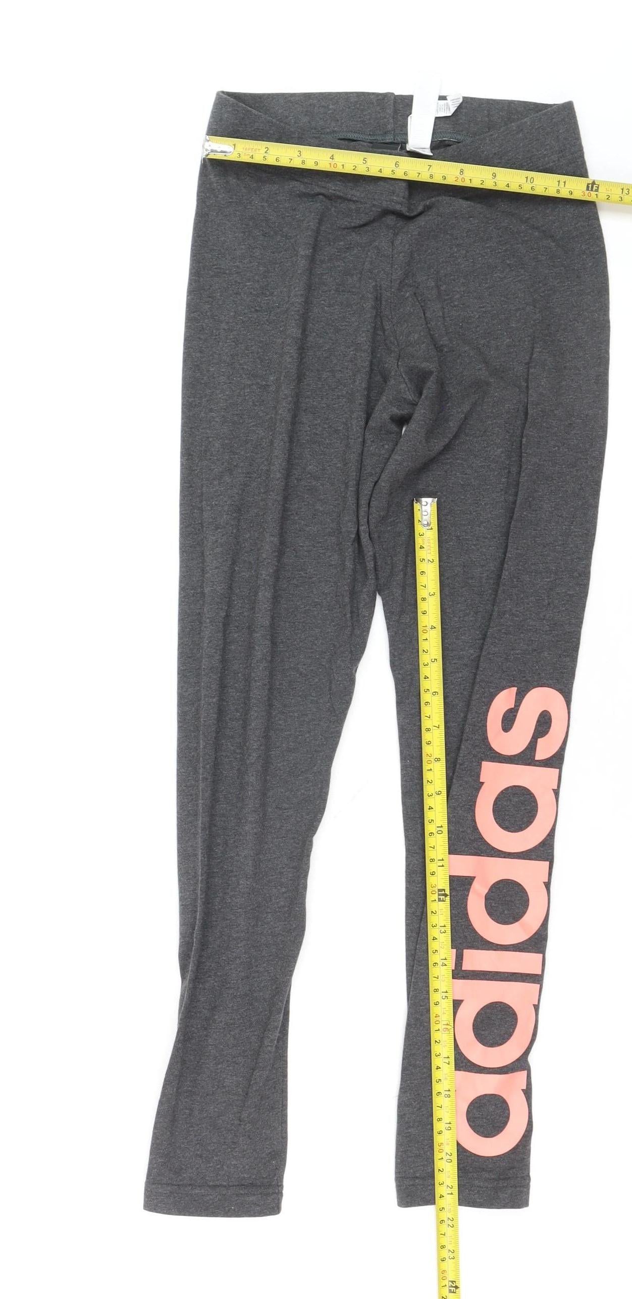 adidas Women’s Grey S Leggings Logo Athleisure Stretch Cotton
