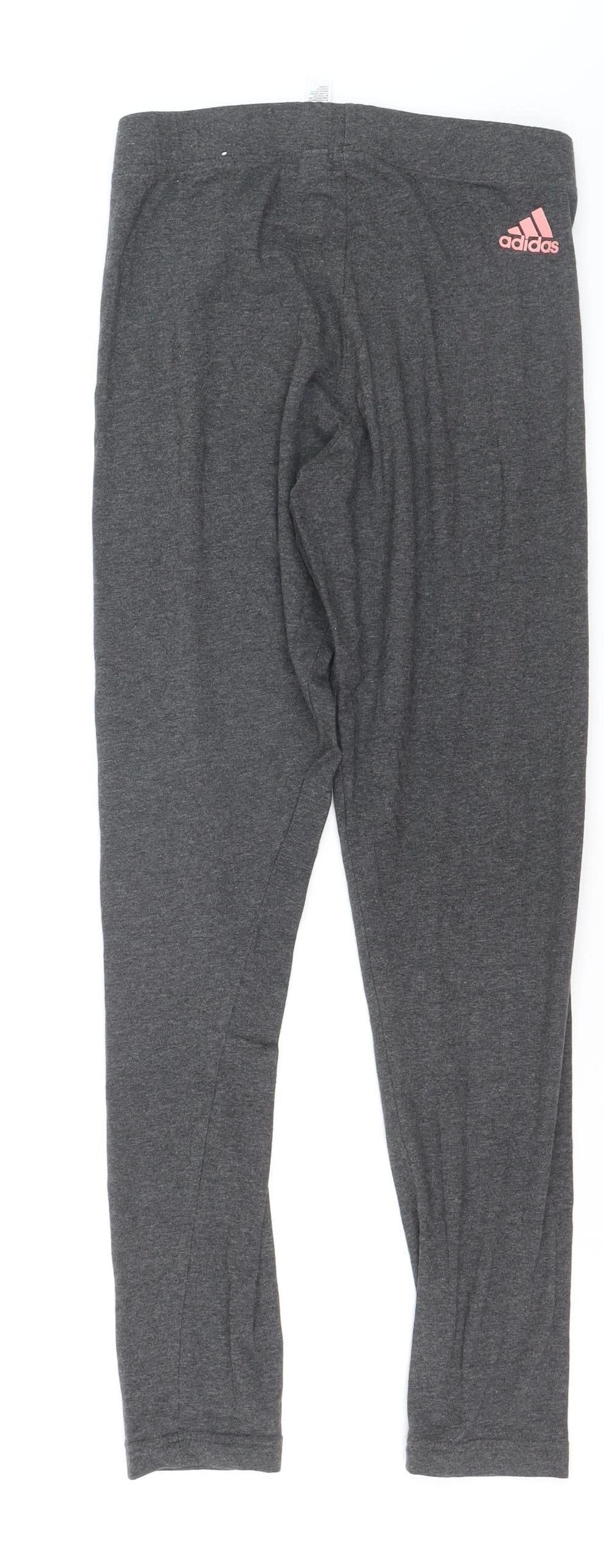 adidas Women’s Grey S Leggings Logo Athleisure Stretch Cotton