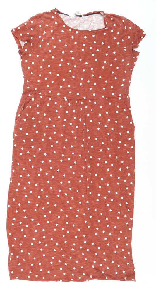 Boden Women Brown Polka Dot Midi Fit & Flare Dress Size 16L