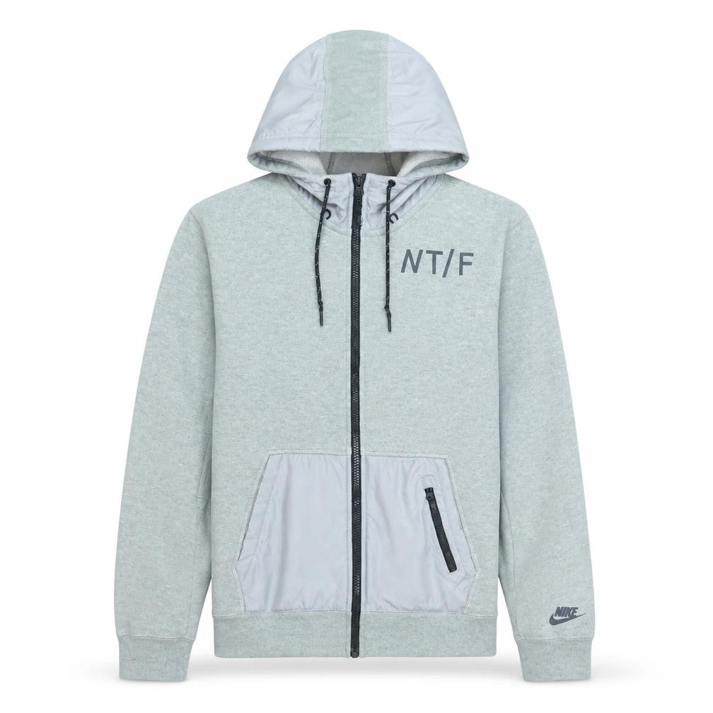 Nike Men's Grey Full Zip Hoodie M Regular Fit Cotton Blend