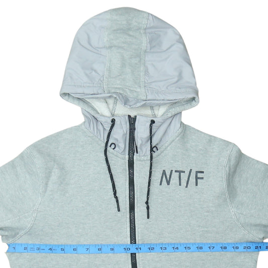 Nike Men's Grey Full Zip Hoodie M Regular Fit Cotton Blend