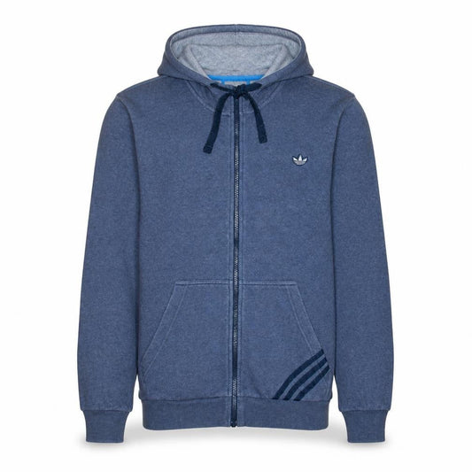 Adidas Men Blue Full Zip Hoodie L Regular Fit Sports Sweatshirt