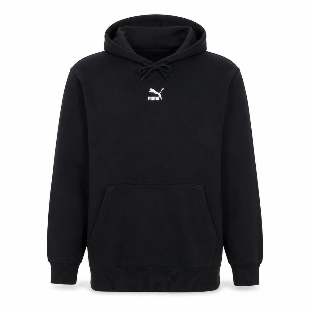Puma Mens Black Pullover Hoodie Small Logo Fleece Sweatshirt