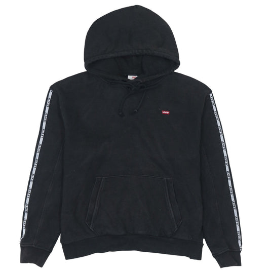 Levi's Women's Black Hoodie Small Pullover Logo Tape Detail Sweatshirt