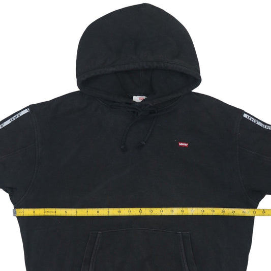 Levi's Women's Black Hoodie Small Pullover Logo Tape Detail Sweatshirt