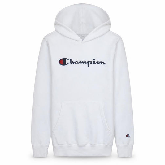 Champion Boys White 13-14 Yrs Pullover Hoodie with Logo Print