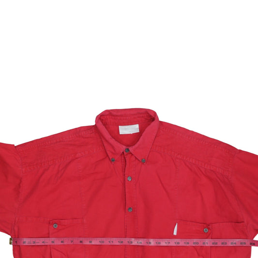 Adidas Vintage Women's Red Cotton Long Sleeve Button-Up Shirt Size 14