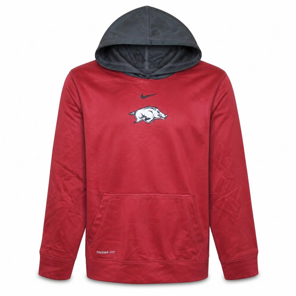 Nike Boys Red Therma-Fit Pullover Hoodie Size L Embroidered Logo