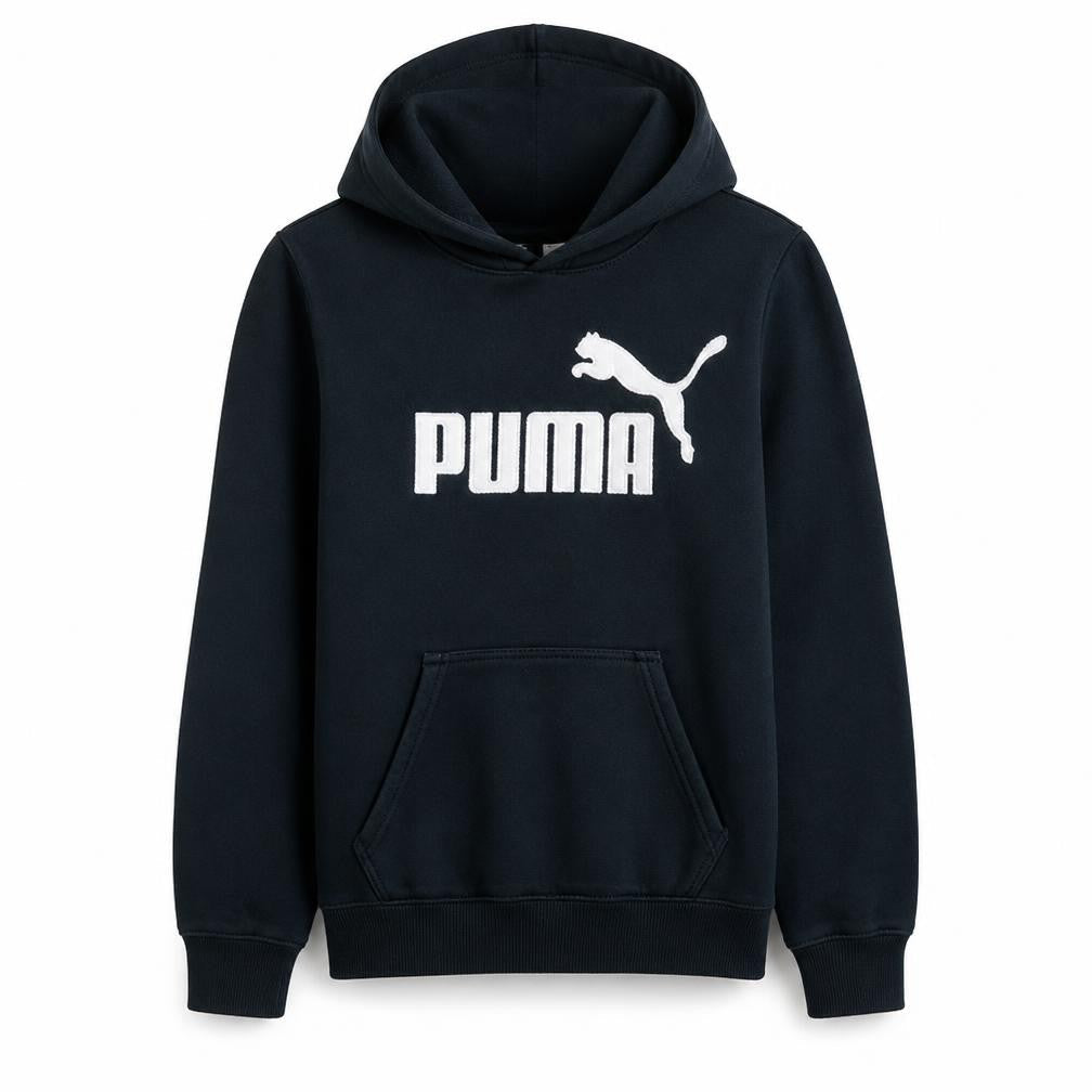 Puma Boys Black Pullover Hoodie XL (164) Graphic Logo Sweatshirt