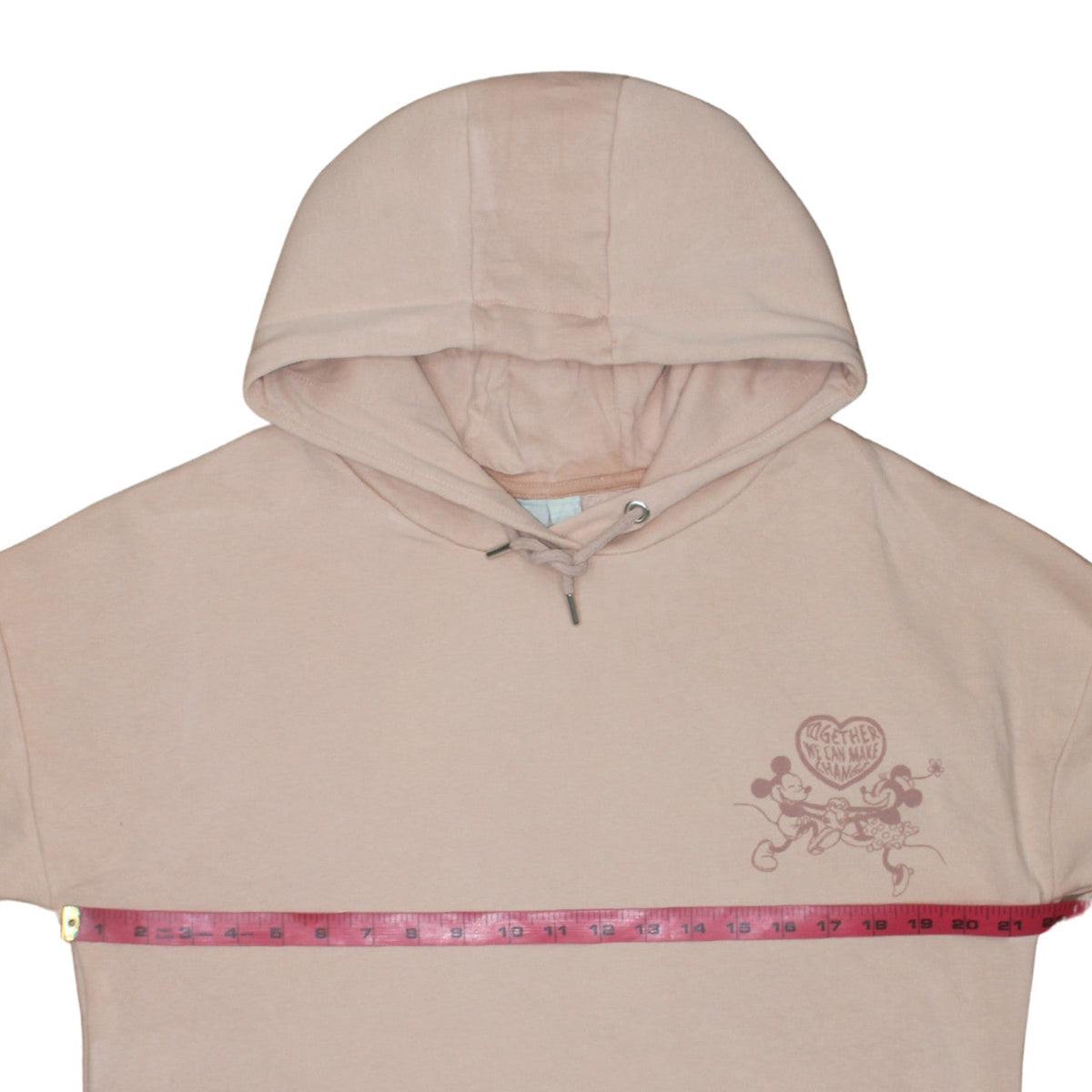 Back view of Primark Women Beige Disney Mickey & Minnie Pullover Hoodie 2XS Organic Cotton