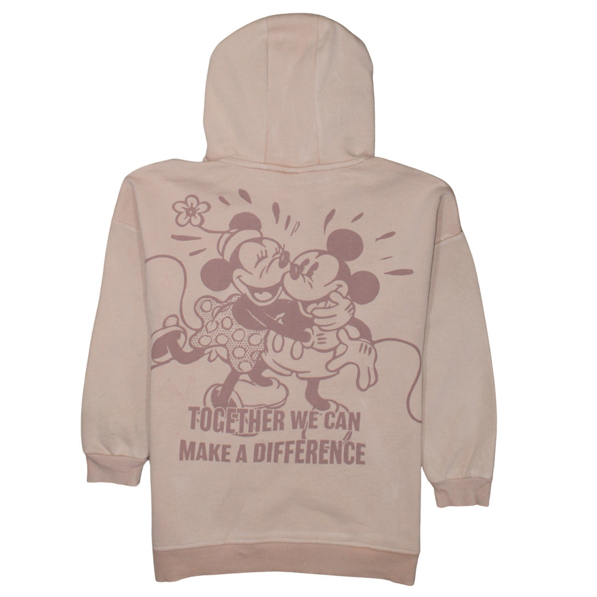 Brand and care label for Primark Women Beige Disney Mickey & Minnie Pullover Hoodie 2XS Organic Cotton
