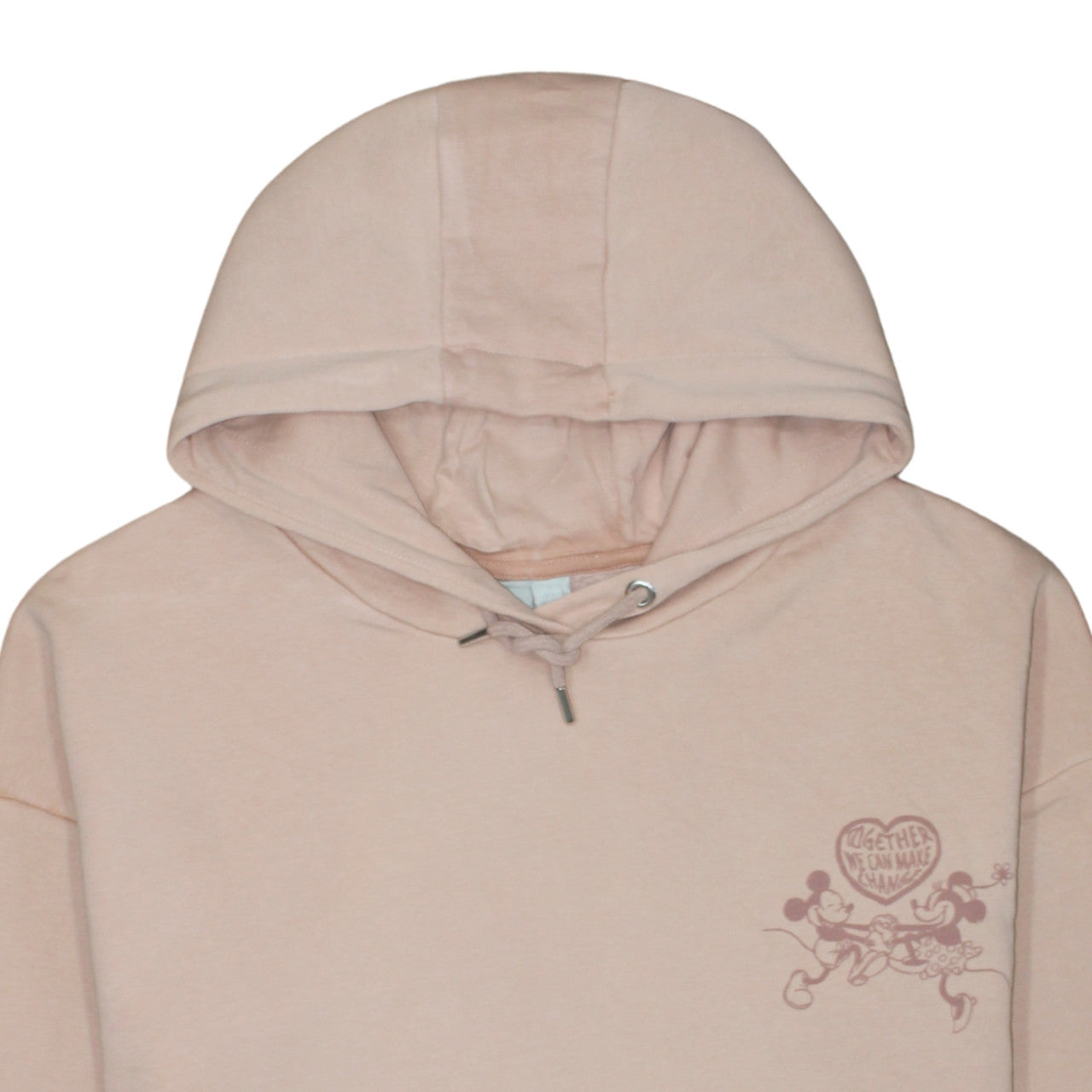 Primark Women Beige Disney Mickey & Minnie Pullover Hoodie 2XS Organic Cotton