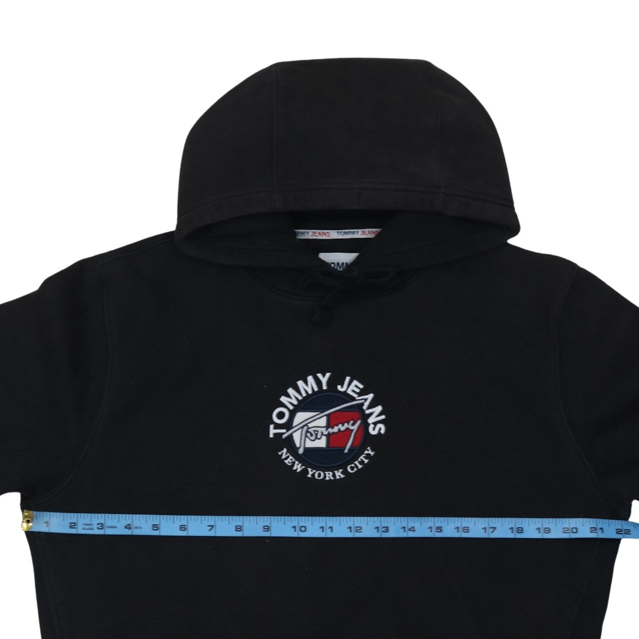 Tommy Jeans Men's Black Pullover Hoodie M Embroidered Logo