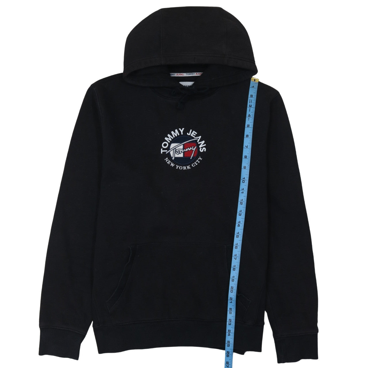 Tommy Jeans Men's Black Pullover Hoodie M Embroidered Logo
