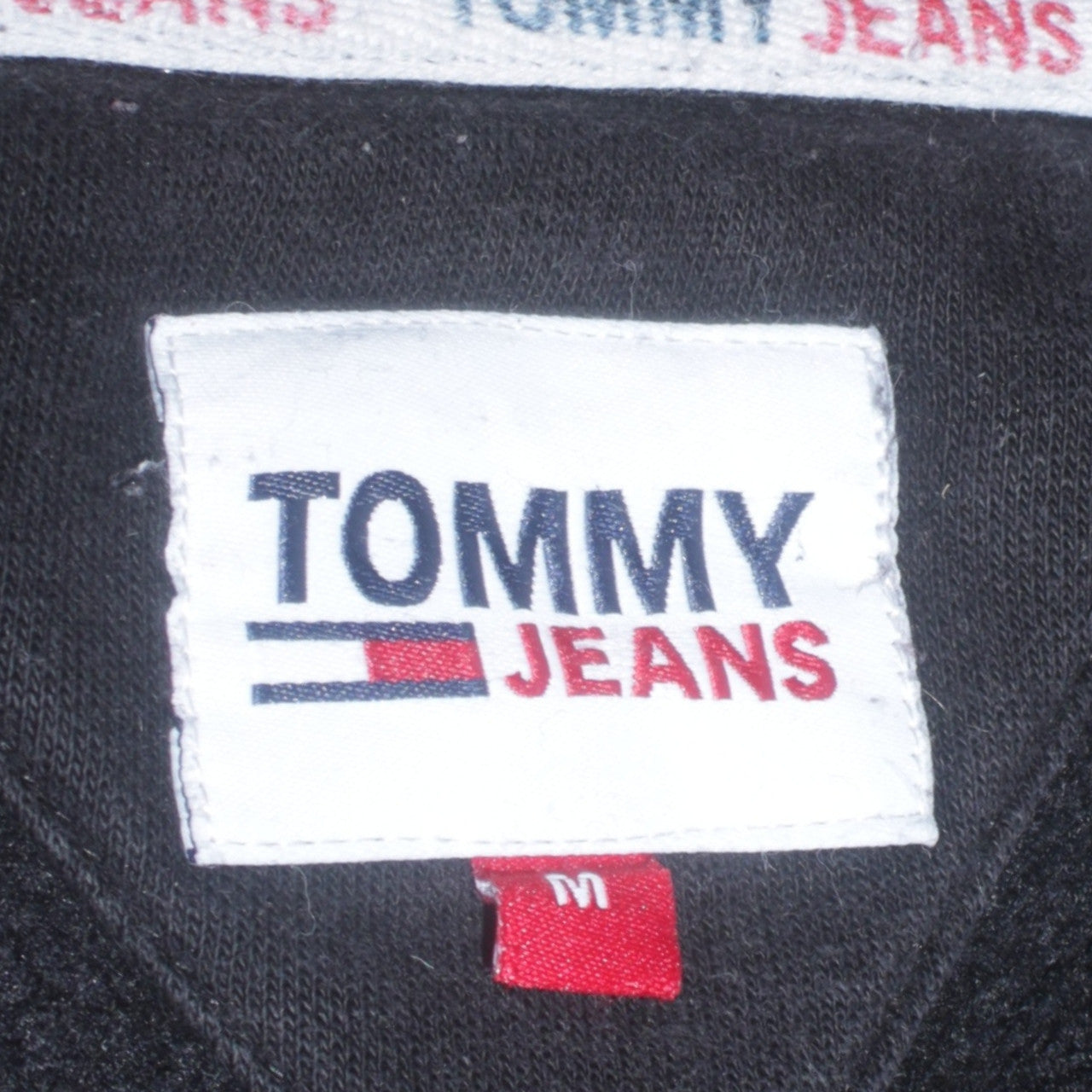Tommy Jeans Men's Black Pullover Hoodie M Embroidered Logo