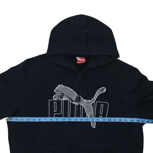 Puma Men's Black XL Full Zip Hoodie with Logo Print